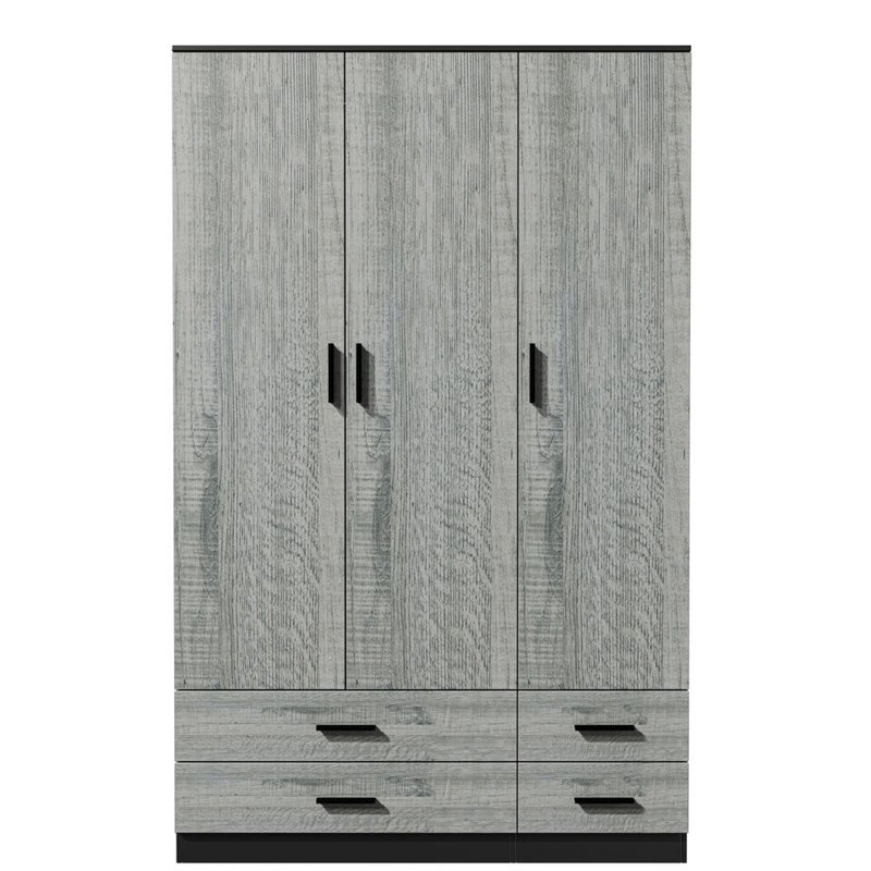 Retonia Manufactured Wood Wardrobe, Black/Ash Grey
