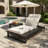Lounge Chaise Set With Headrest, Space Available On One Side, Acacia Wood With Water-Resistant Lounge Cushions (3-Fold & 4 Inch)