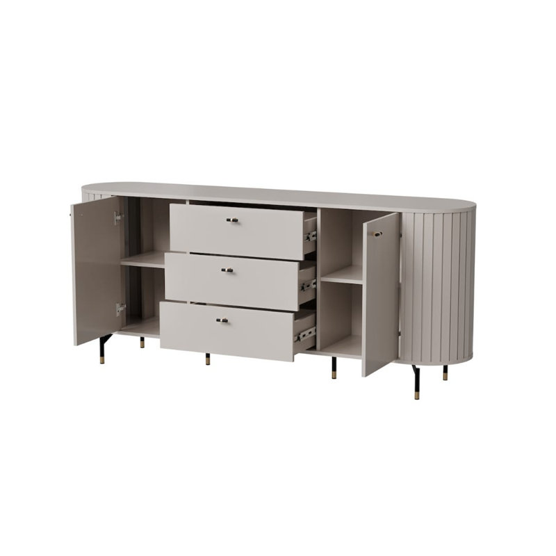Modern Zante 4 Sideboard Cabinet 190cm - Sleek Storage Solution, Cashmere
