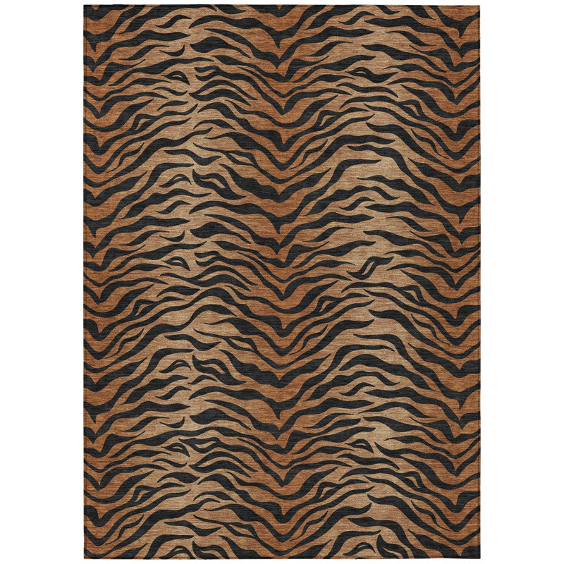 Machine Washable Indoor/Outdoor Chantille ACN2925 Animal Print Rug, Rust, 10' x 14'