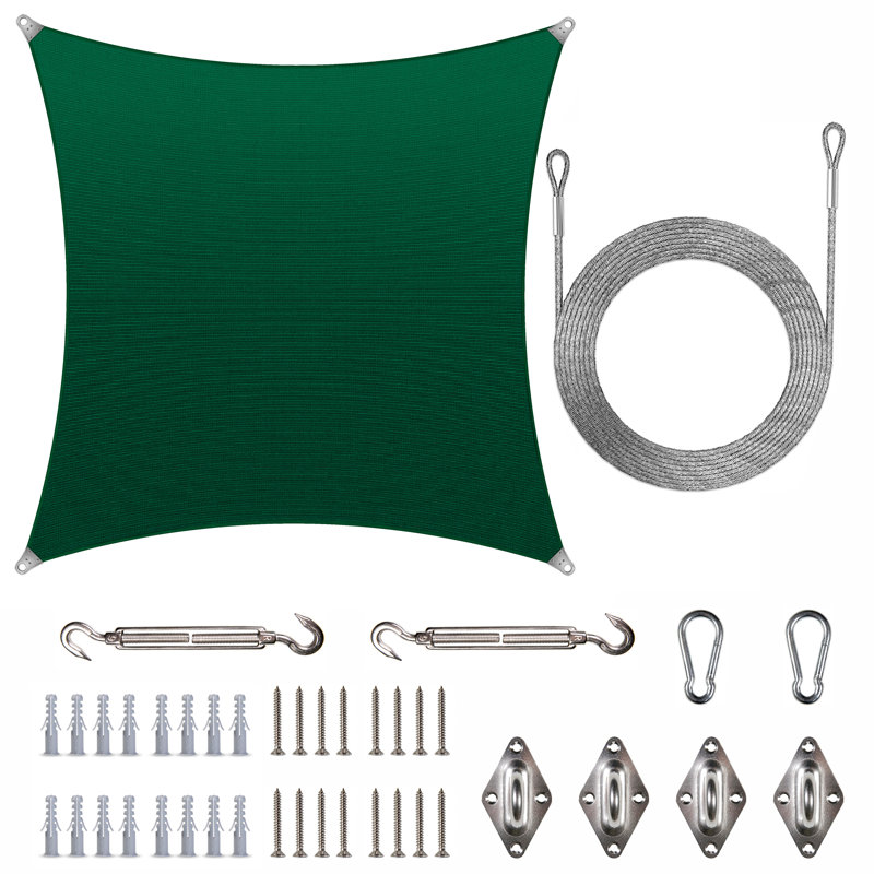 Voile d'ombrage carré renforcé, Vert, 20 pi x 20 pi
