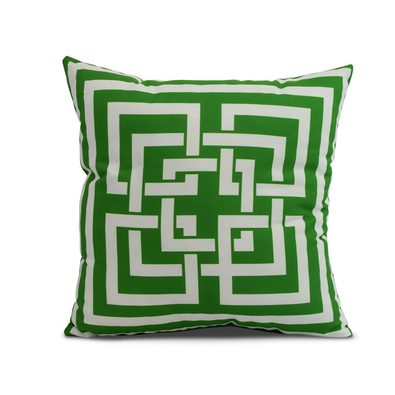 Green Geometric Print 20" x 20" Outdoor Pillow