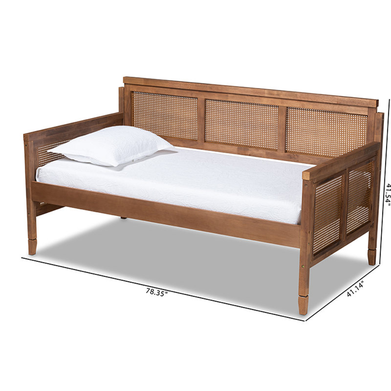 Walnut Brown Twin Upholstered Daybed with Trundle