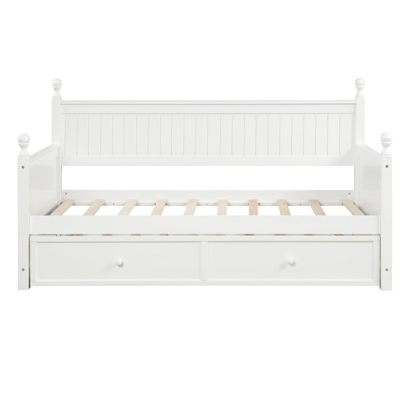 Lit de jour simple en bois avec lit gigogne simple (blanc)