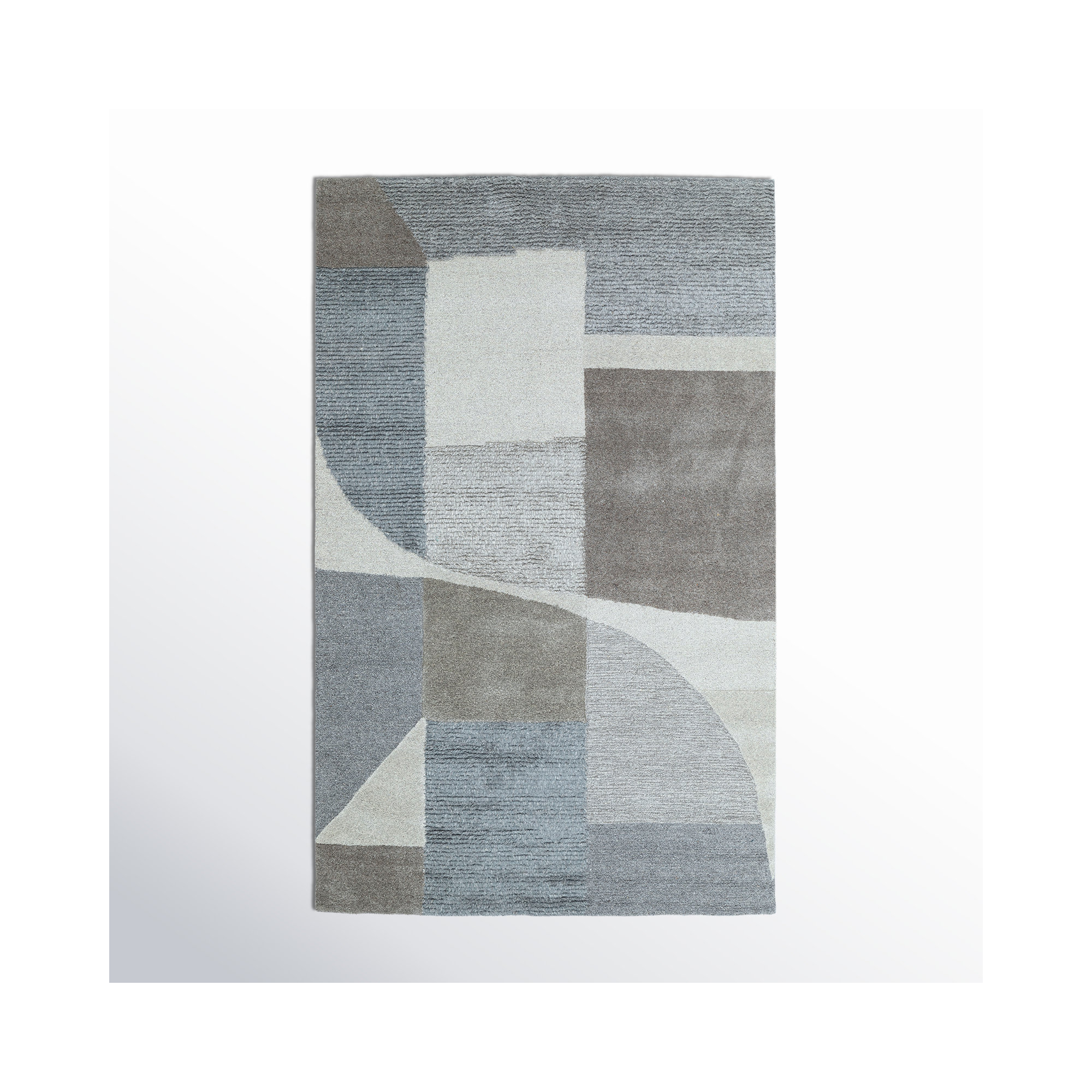 Linn Handmade Gray/Blue/Beige Rug, Rectangle 5' x 8'