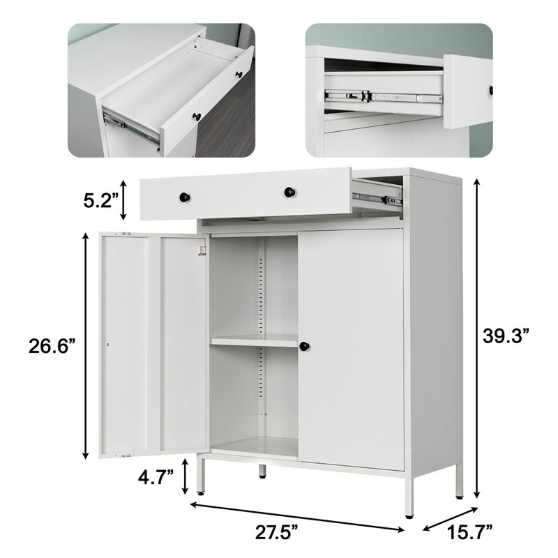 Metal Storage Cabinet, White