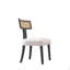 Ensemble de 2 chaises de salle à manger de style Mid-Century moderne, dossier en bois massif et filet de rotin, chaises d'appoint de salle à manger, cadre noir et ensemble de coussins beige