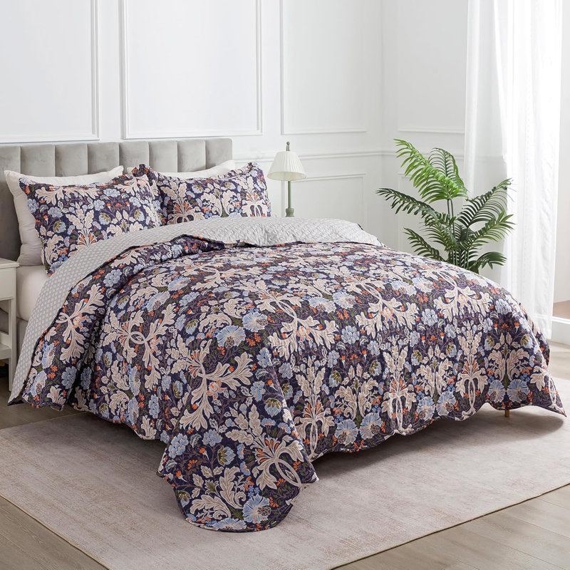 Ensemble de literie avec courtepointe HoneiLife, Queen, Navy