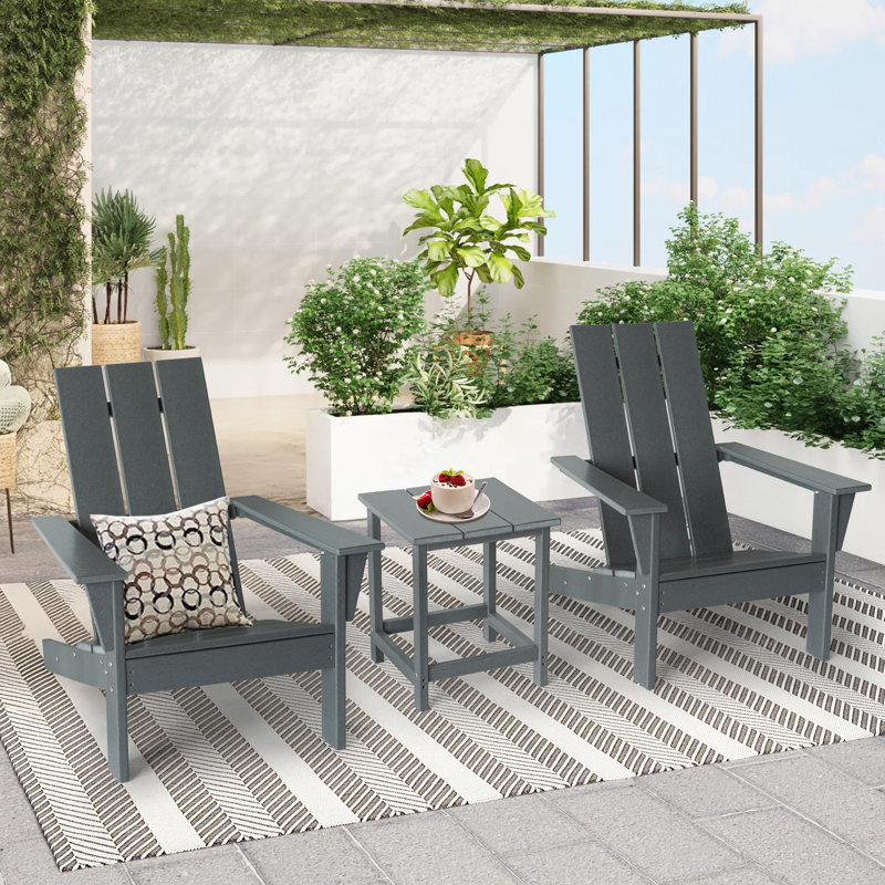 Devito 2 - Person Patio Conversation Set With Side Table, Gray