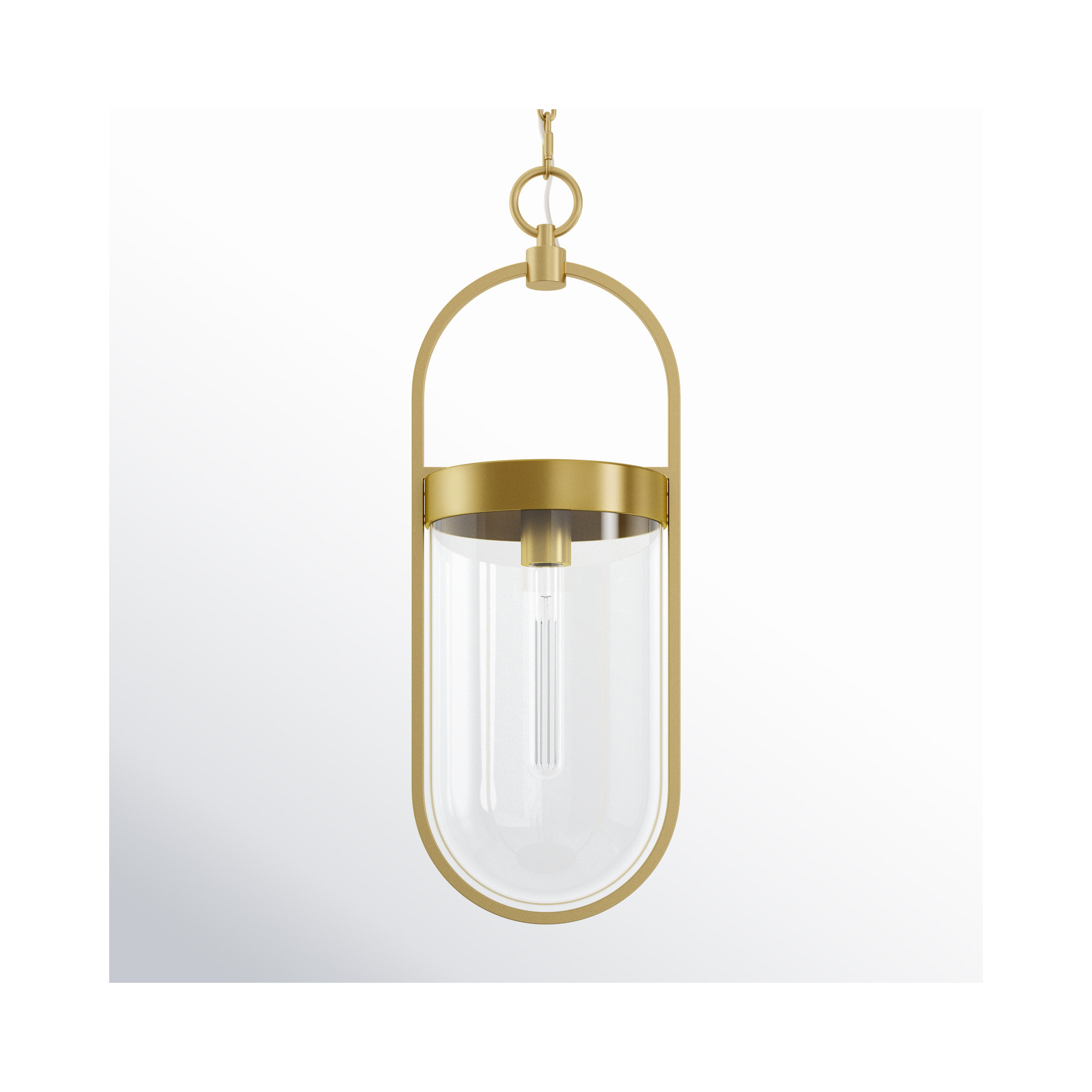 Single Light Glass Dimmable Pendant, Burnished Brass, 22.75" H x 7.5" W x 8" D