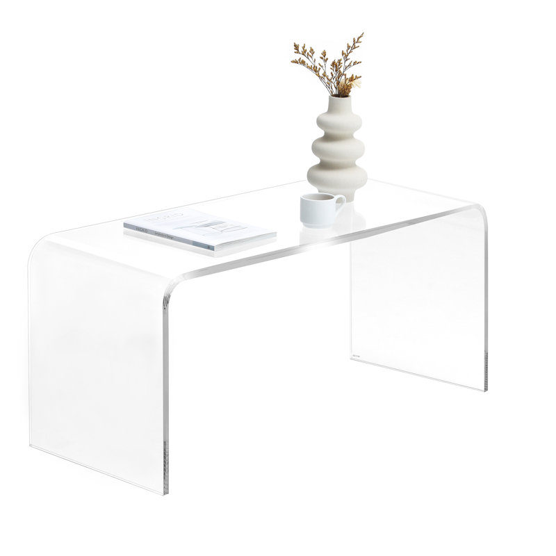 Longue table basse rectangulaire rectangulaire en acrylique de 15 mm d'épaisseur