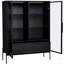 Vitrine autoportante avec 2 tiroirs de rangement, portes en verre, 4 tablettes réglables à 4 niveaux et lumière DEL pour les espaces de vie modernes