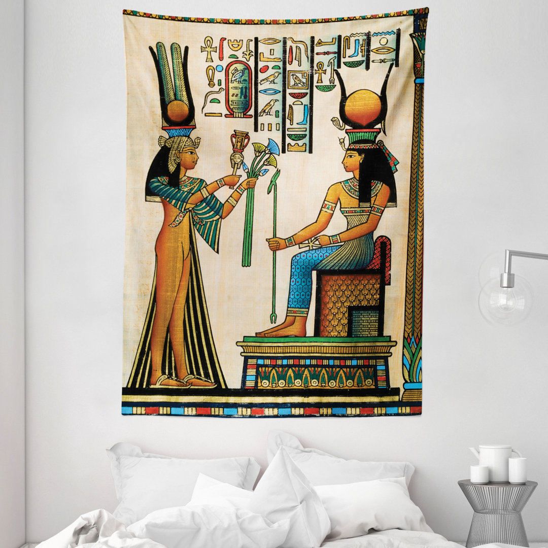 Wandbehang Alter Papyrus mit der Darstellung der KÃ¶nigin Nefertari Historisches Reich