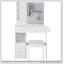 Table de coiffeuse compacte avec miroir à DEL coulissant, centrale électrique, support pour sèche-cheveux et tiroir de rangement pour les petites chambres-526402833