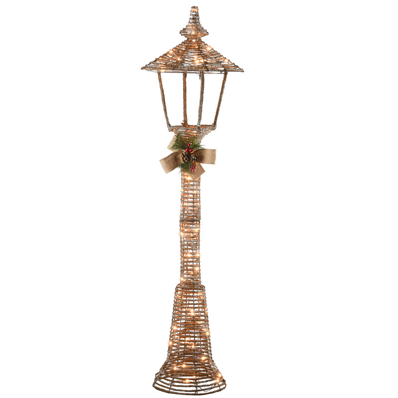 60in. Pre-Lit Champagne Vine Lamppost