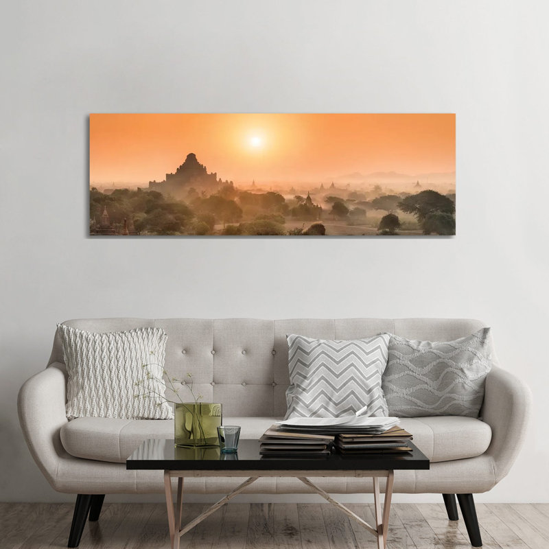 Dhammayangyi Temple At Sunrise, Bagan, Myanmar by Jan Becke - Wrapped Canvas Panoramic Print, 182.88 cm H x 60.96 cm W