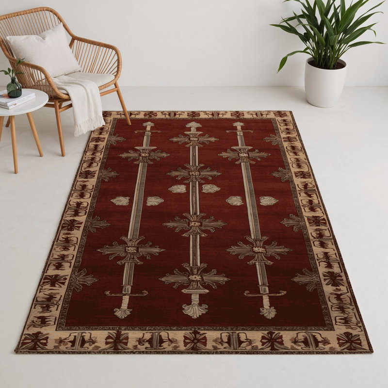 Tapis d'intérieur et d'extérieur brun français, Rectangle 5' x 7'