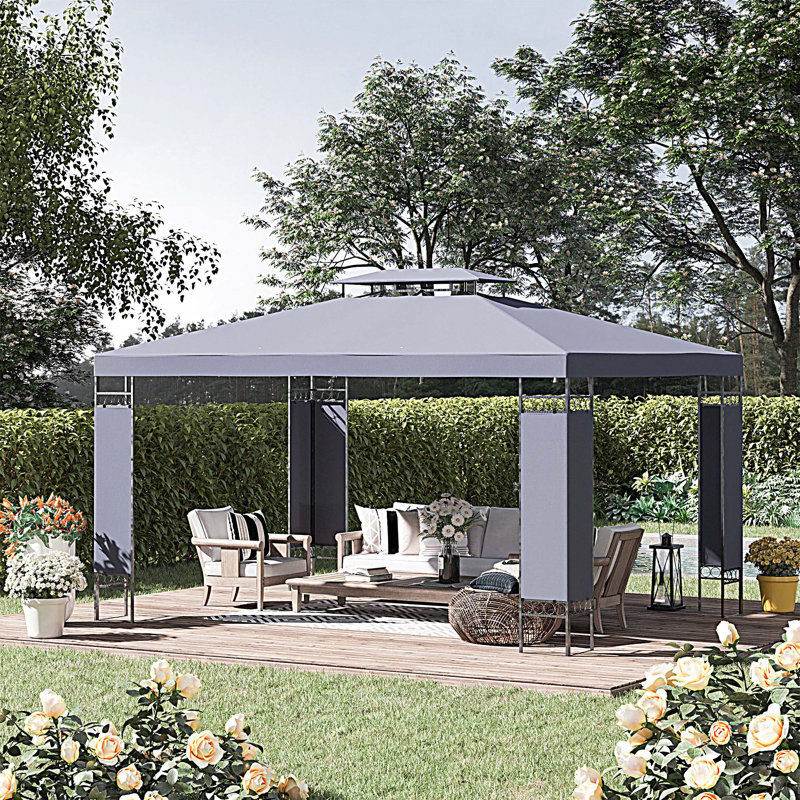 Abri de jardin d'extérieur à double toit avec moustiquaire Outsunny