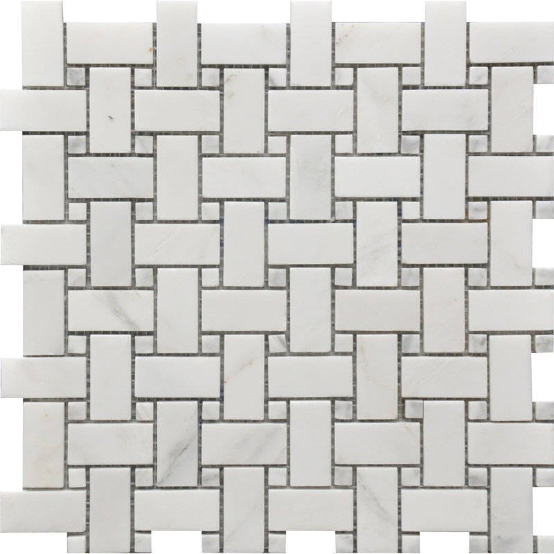 Basketweave 12" x 12" Marble Look Mosaic Tile – Classic Decorative Natural Stone marble look for Indoor Wall & Floor