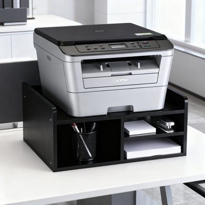 3-Tier Desktop Printer Stand With Storage, Heavy-Duty Wooden Printer Organizer Rack For Home And Office, Space-Saving Desk Organization Solution