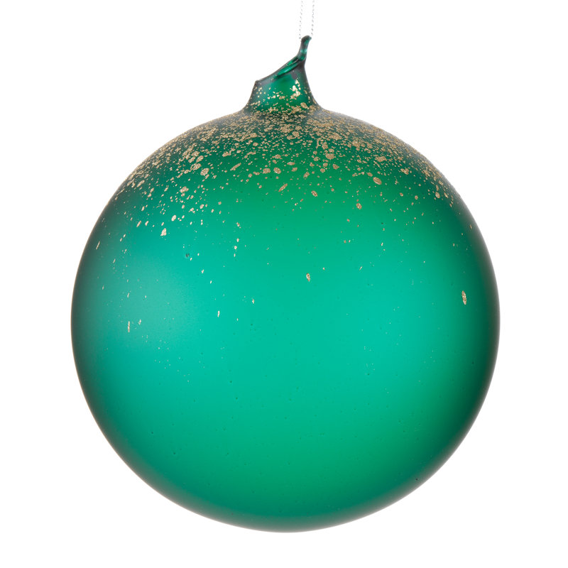 5.9'' Handmade Glass Ball Ornament, Dark Green