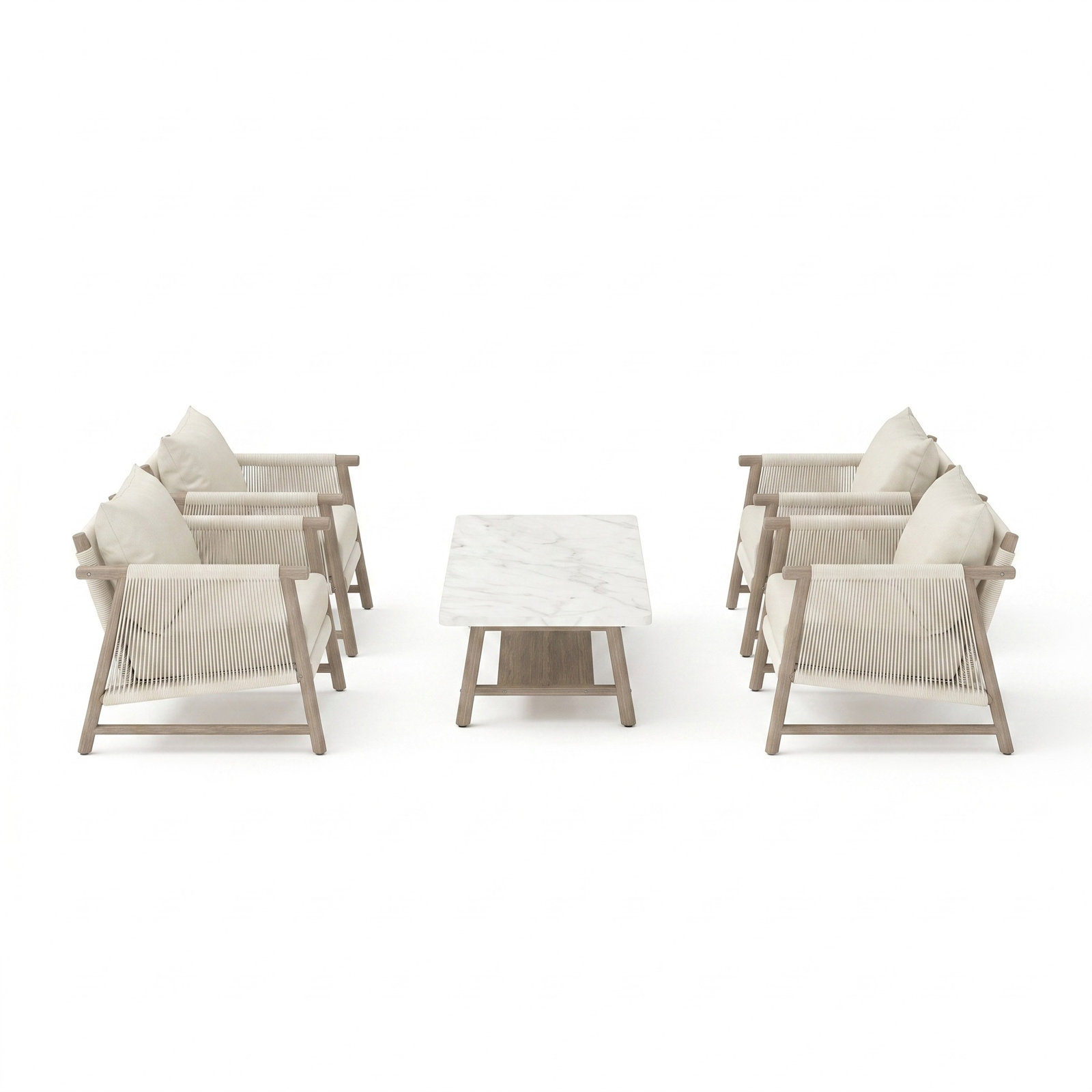 Naomie 8-Person Acacia Patio Seating Group, 5 Pcs: Table, 4 Chairs