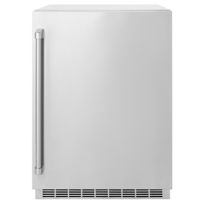 ZLINE Autograph Edition 24 in. Touchstone 151 Can Beverage Fridge with Solid Stainless Steel Door