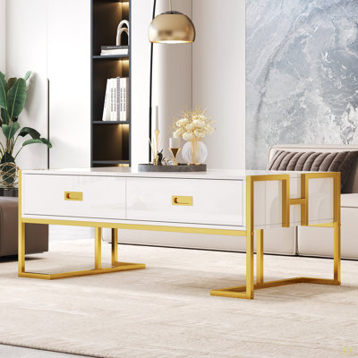 Table basse moderne moderne avec 4 tiroirs et une base de 47,3 po