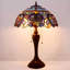 Lampe de chevet Tiffany Lampe de table de chevet de style vitrail pour chambre à coucher avec base industrielle en métal 24 po, grand bureau de ferme, bleu clair, mauve, nuage, lampe, mémoire, sympathie, ampoule à DEL Bloomsbury Market incluse