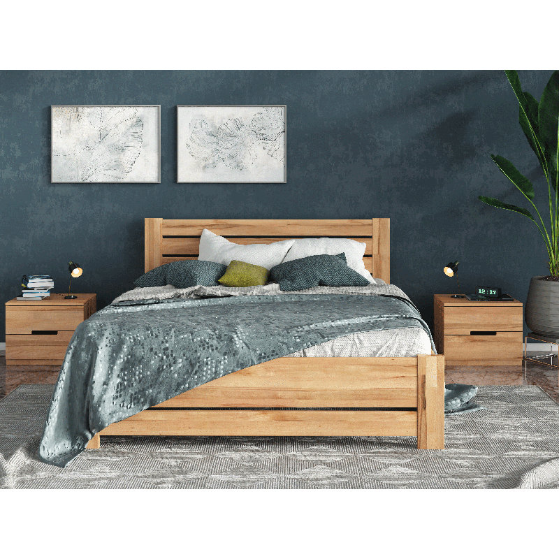 Issabelle Eco Wood Bed - Chemical Free - Natural Hand Rubbed Oil Finish, Full, Natural