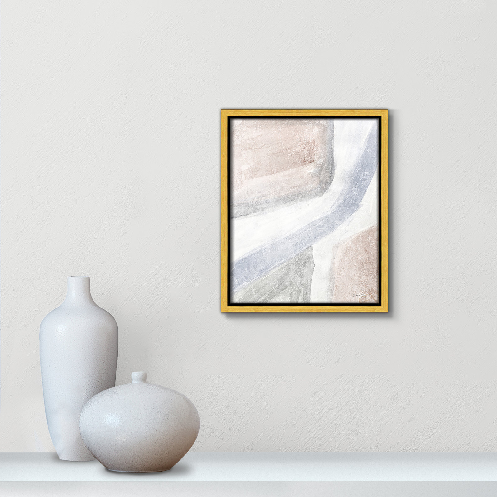 Helmsford "Soften 1" Painting, 11.5" H x 9.5" W x 2" D, Gold
