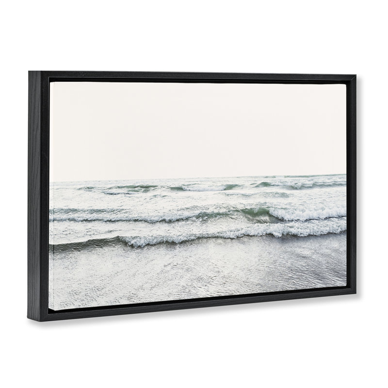 Toile flottante encadrée «Rolling Tide Waves» par Sissi et Seb, Cadre flottant noir de jais, H 21 po x l 31 po