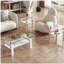 Ensemble de 2, table basse moderne en verre trempé, table de bout, table carrée pour le salon, transparent / blanc-827231561