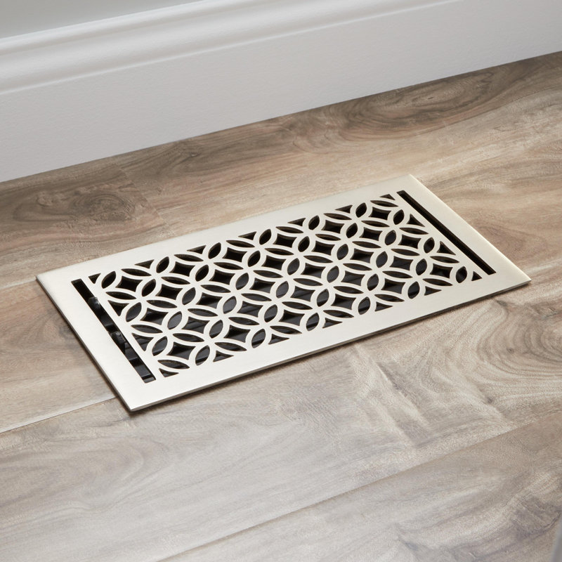 Pasteur Brass Floor Register, Brushed Nickel