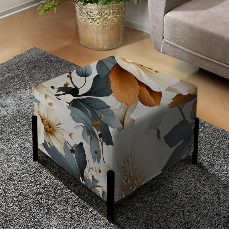 Rustic Elegance Floral Pattern IV - Floral Square Ottoman