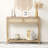 39" Boho Rattan Console Table with 2 Drawers & Open Shelf