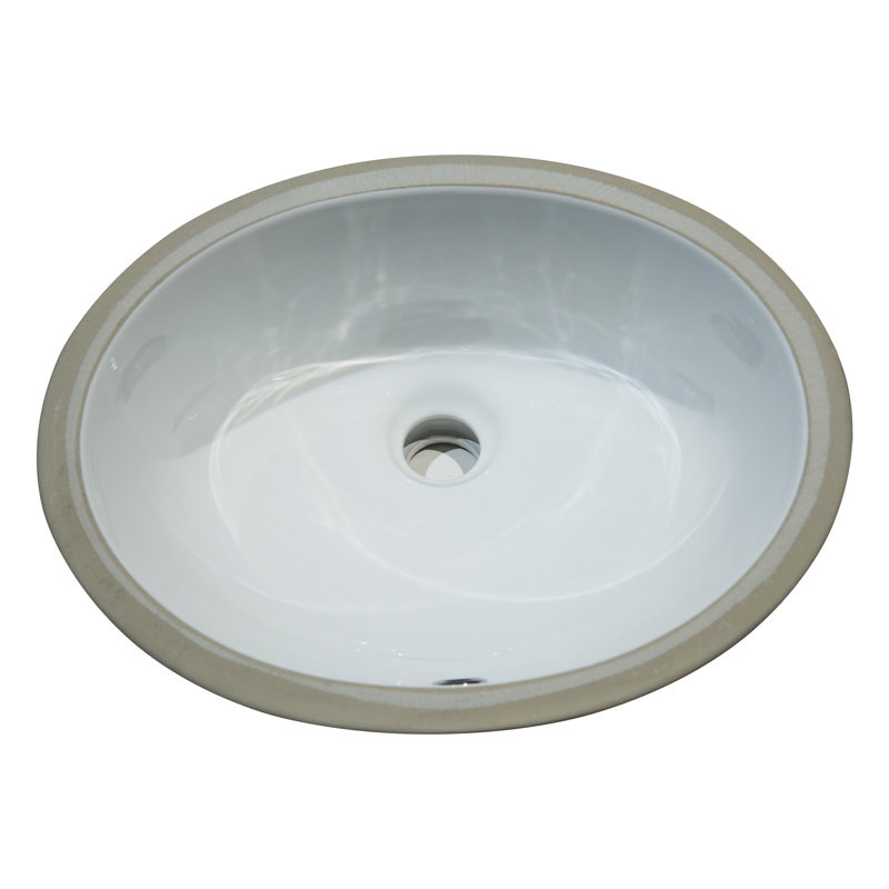 17 in. x 14 in. White Porcelain Oval Undermount Bathroom Vanity Sink
