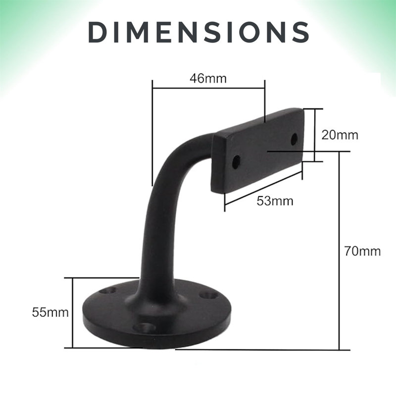 Matte Black Handrail Brackets For Stair Railings Wood And Steel Handrails - 4 Pack