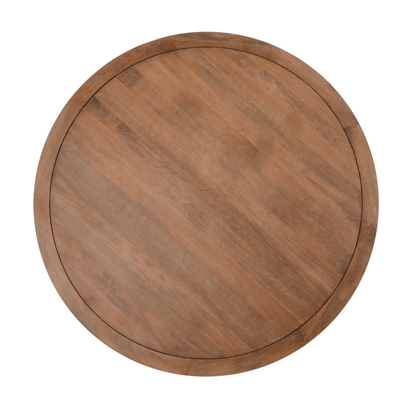 Selena Round Solid Wood Dining Table, Brown