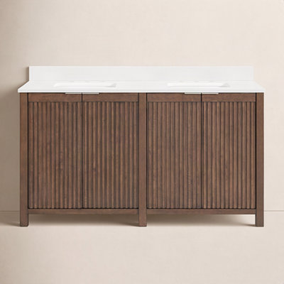 Through Lines 60" Cherry Double Bathroom Vanity