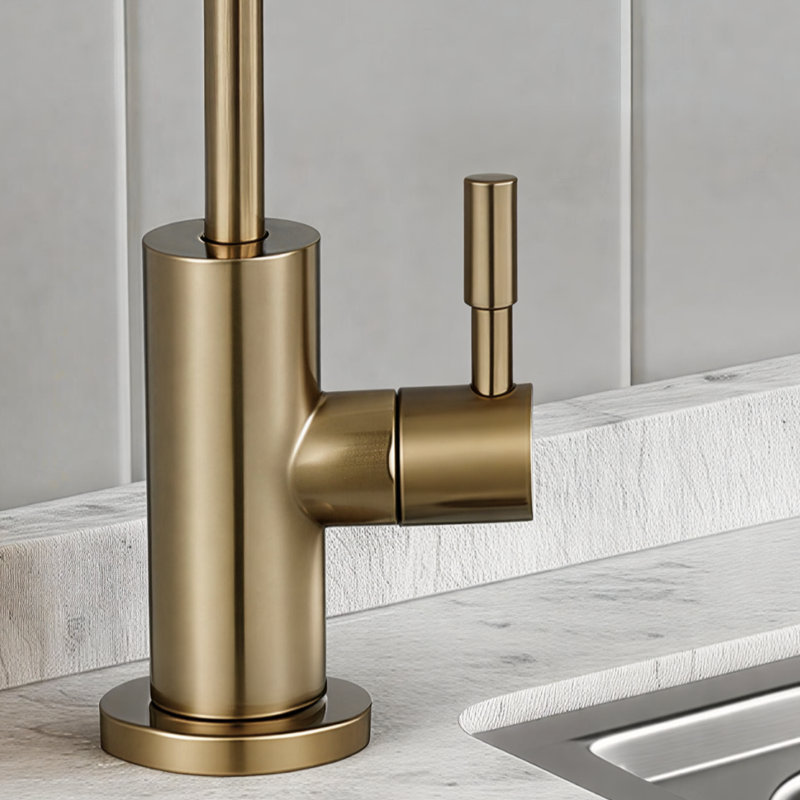 Brushed Gold Lead-Free Water Faucet, Made Of Stainless Steel With A Brass Valve Core, Suitable For Kitchens, Bars, And Coffee Shops, Rust-Proof And Durable, Compatible With Reverse Osmosis Water Purifiers.