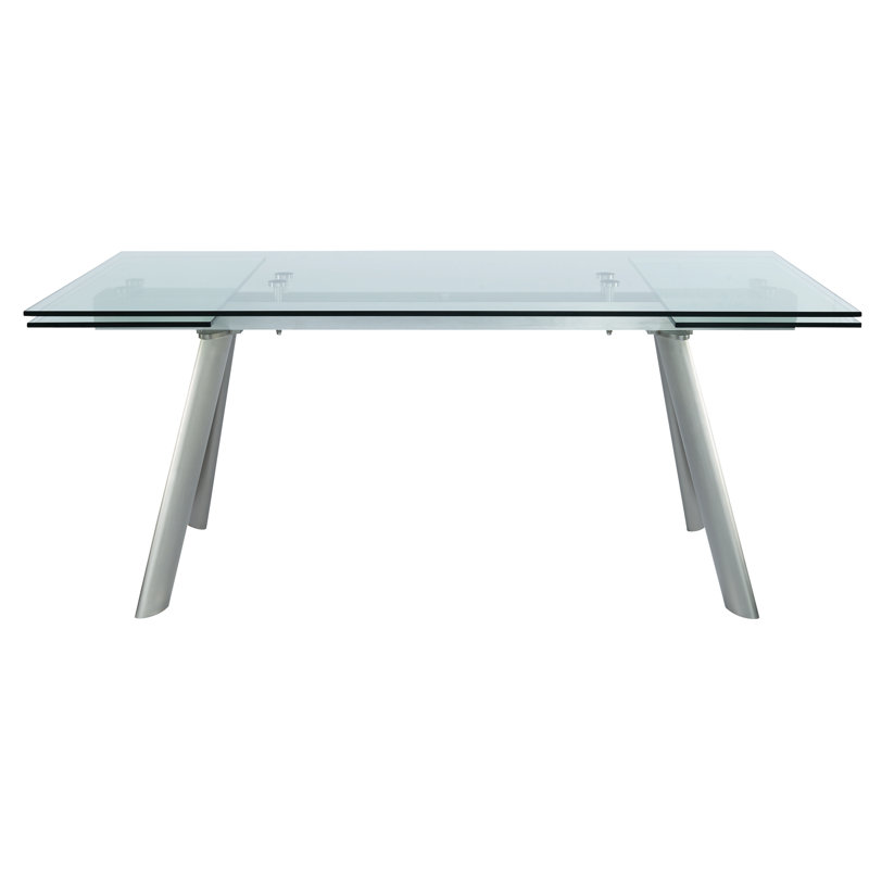 Amerson Extendable Glass Top Metal Base Dining Table