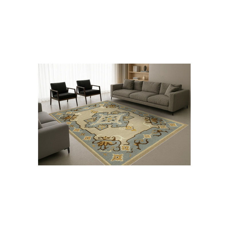Tapis beige tissé traditionnel Mosso, 3'3" x 4'11"