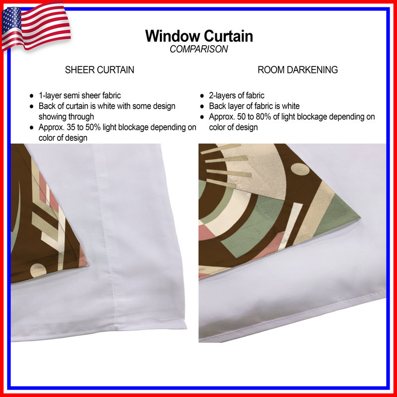Circular Geometric Pattern Window Curtains Geometric Sheer & Room Darkening - 2 Panels, 80in x 82in - 2 panels
