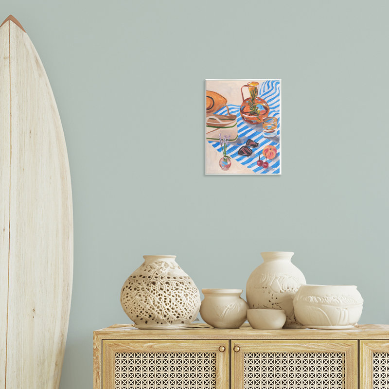 Art mural plaque de pique-nique Tangerine Tides Beach, design par Melissa Wang