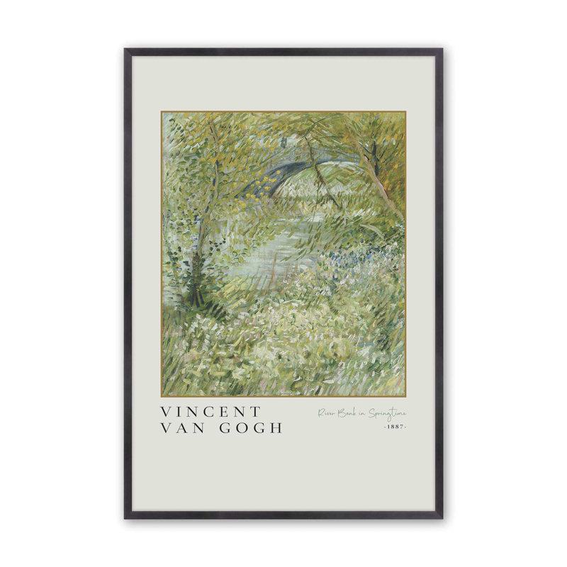 Van Gogh's River Bank in Springtime v3, impression dans un cadre, H 11,25 po x l 9,25 po x P 1,25 po, Zinc patiné
