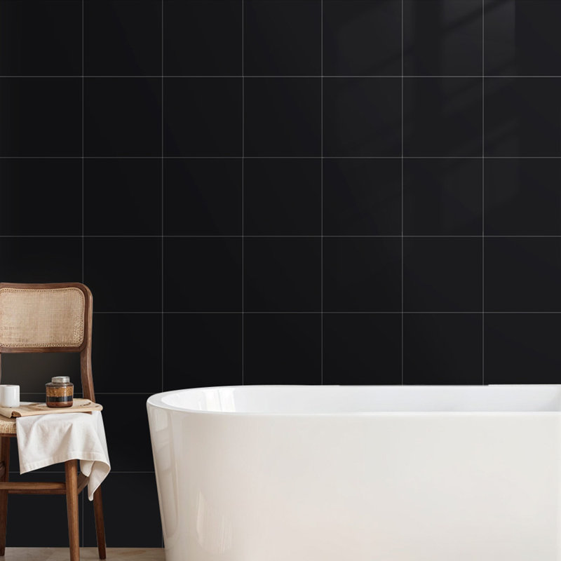 Marble Look Peel and Stick Wallpaper Oil-Proof Fire-Retardant Self-Adhesive Wall Panels, Black
