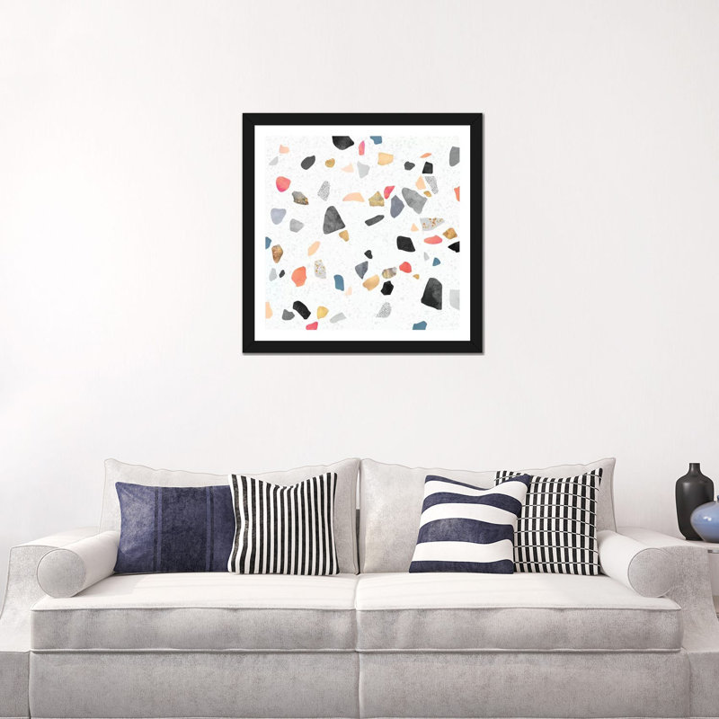 « Terrazzo Treasure » par Elisabeth Fredriksson-impression d’art graphique, H 24 po x l 24 po x P 1 po, Papier encadré noir