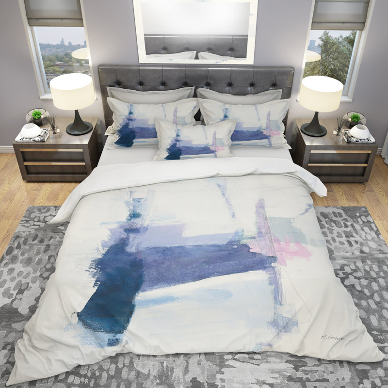 Blue Interlude - Traditional Duvet Cover Set - Microfiber Polyester, King Duvet Cover + 2 Shams