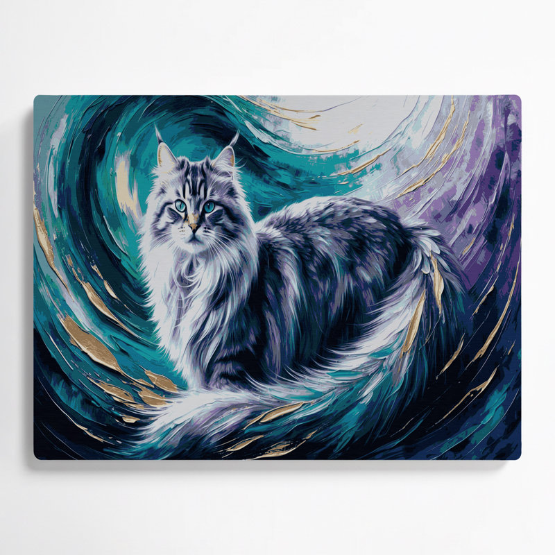 Art mural en métal chats bleu sibérien, H 11 po x l 14 po